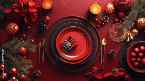 Wallpaper Mural Elegant Christmas Table Setting with Red and Gold Accents Torontodigital.ca