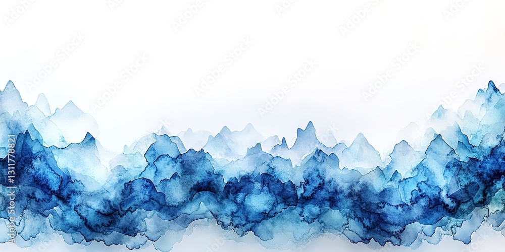 Obraz premium watercolor stain blue paint on paper texture Generative AI , isolated on white background, 