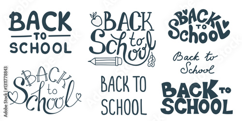 Back to School inscriptions handwritten collection. Hand drawn lettering black and white. Set of hand drawn phrases isolated on white background. Vector illustration.