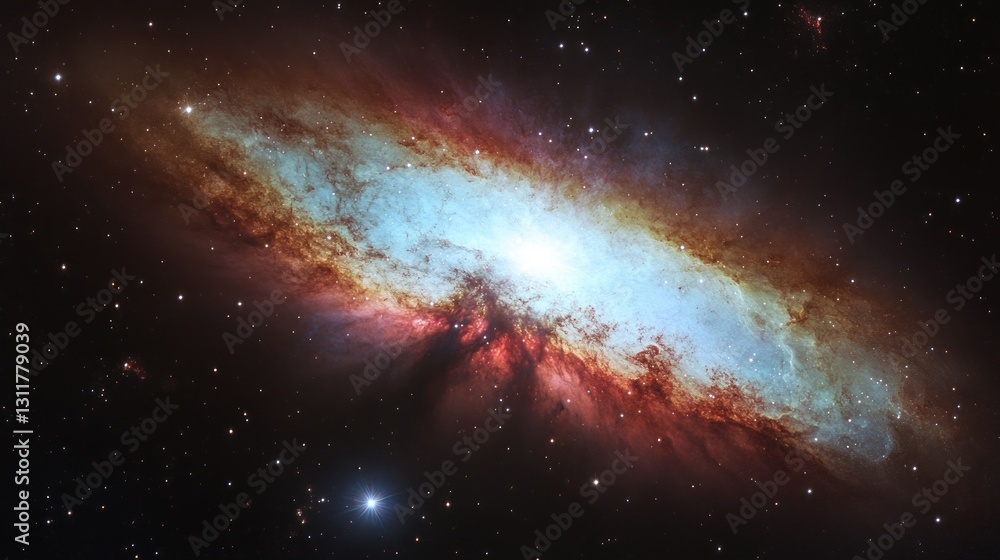 Fototapeta premium Spiral Galaxy and Starry Field Shining in Deep Outer Space