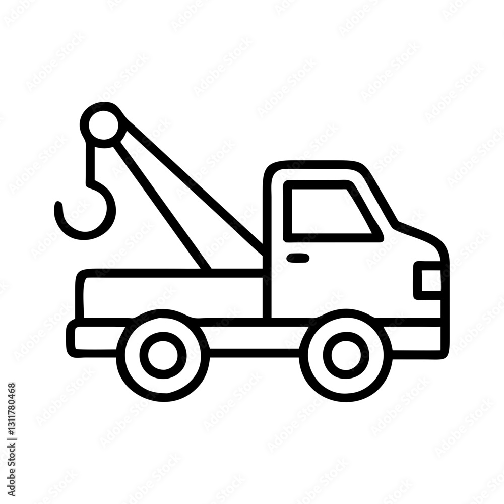 tow truck icon, tow truck line art - simple line art of tow truck, perfect for tow truck logos and icons tow truck icon, tow truck line art - simple line art of tow truck, perfect for tow truck logos and icons