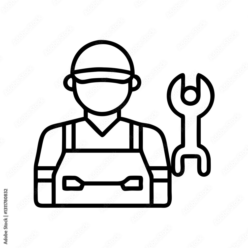 auto mechanic icon, auto mechanic line art - simple line art of auto mechanic, perfect for auto mechanic logos and icons auto mechanic icon, auto mechanic line art - simple line art of auto mechanic, perfect for auto mechanic logos and icons