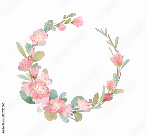 floral frame with pink flowers