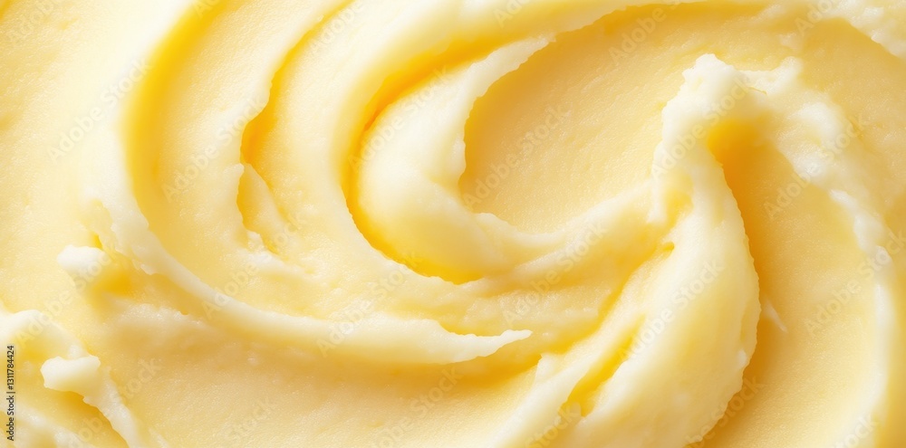 A close-up of smooth, creamy butter swirled in a bowl, showcasing its rich, pale yellow color and delightful texture. A close-up of smooth, creamy butter swirled in a bowl, showcasing its rich, pale yellow color and delightful texture.