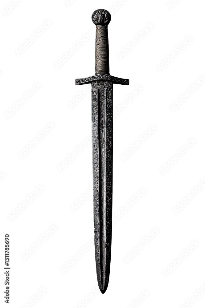 A beautifully crafted medieval sword on a solid background. A beautifully crafted medieval sword on a solid background.