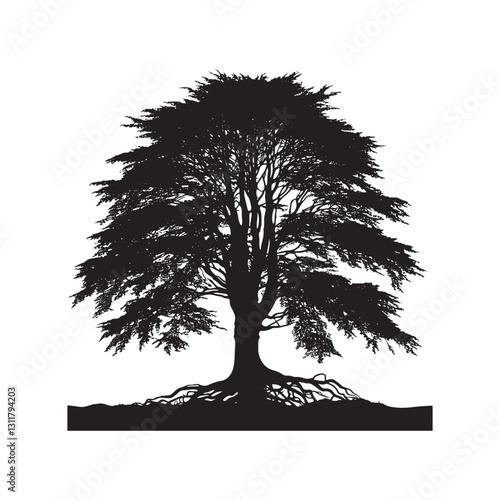 European beech tree Silhouette - Minimalist Tree Vector - European beech tree Illustration - European beech tree art -  Tree Deign.