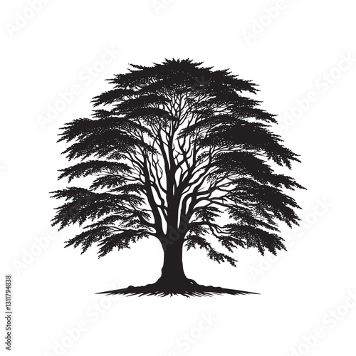 European beech tree Silhouette - Minimalist Tree Vector - European beech tree Illustration - European beech tree art -  Tree Deign.