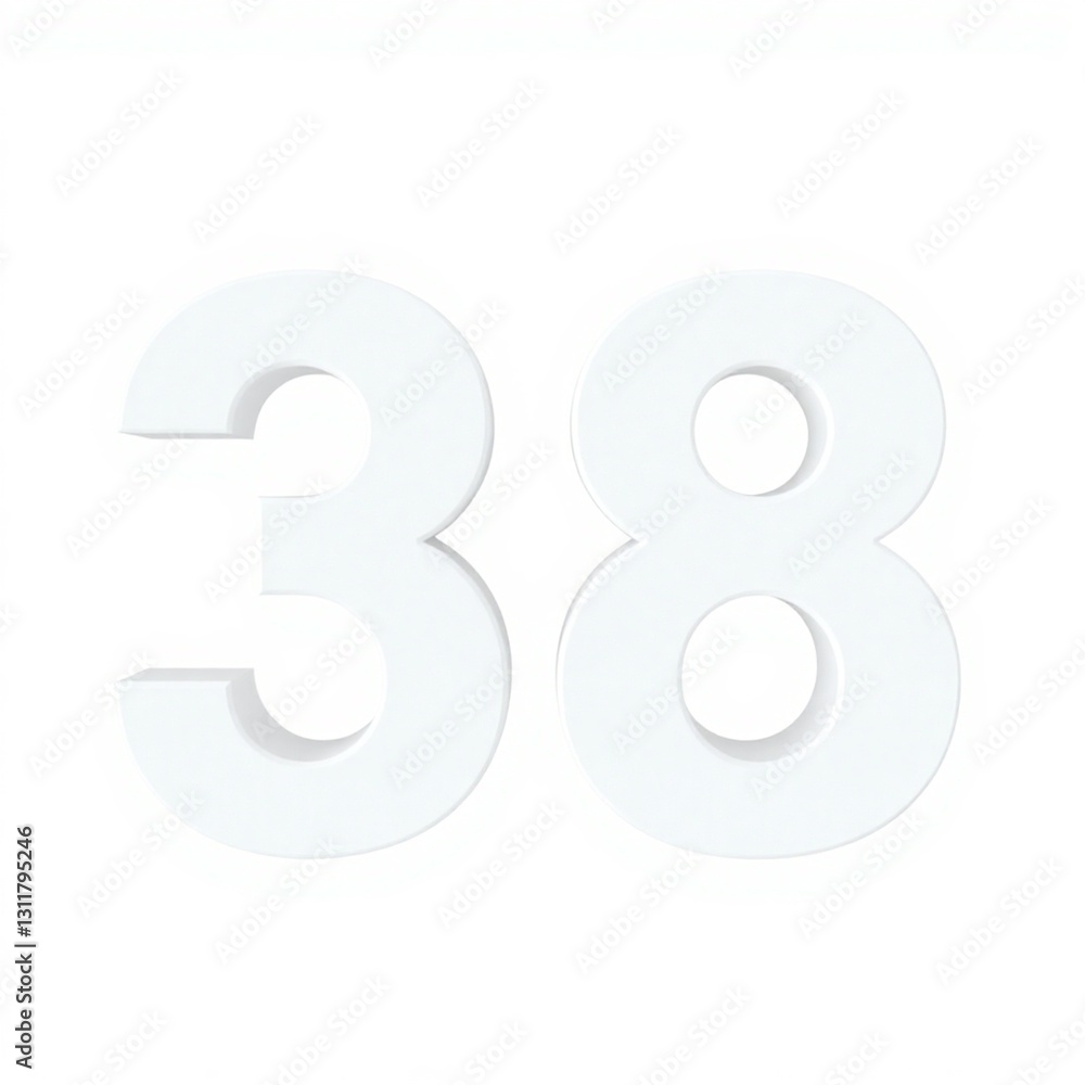 High-resolution stock photo of the number 38, bold, sans-serif typeface, professional setting, crisp detail, clean background High-resolution stock photo of the number 38, bold, sans-serif typeface, professional setting, crisp detail, clean background