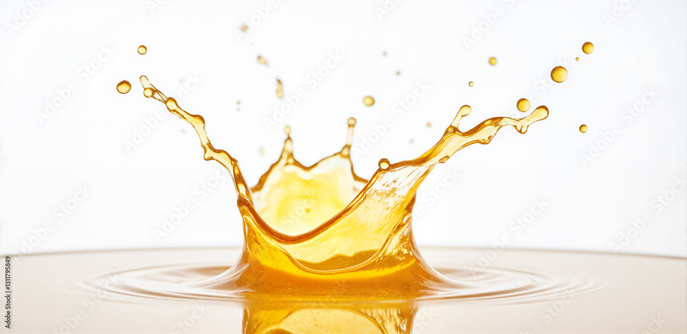 Golden liquid splash on a white background, showcasing the dynamics of fluid motion and a sense of refreshment. Golden liquid splash on a white background, showcasing the dynamics of fluid motion and a sense of refreshment.
