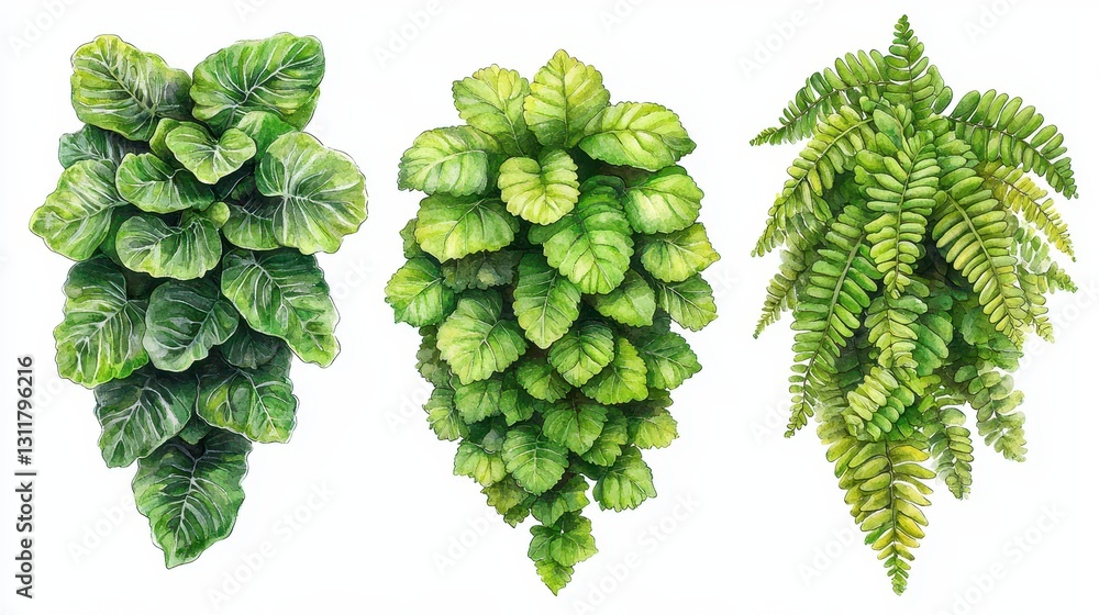 Fototapeta premium Hanging Plants Illustration Isolated
