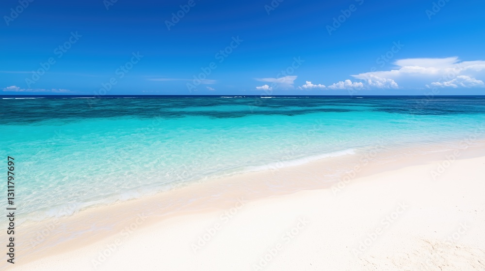 A beautiful beach with a clear blue ocean. The water is calm and the sky is clear. The beach is empty and the sand is white A beautiful beach with a clear blue ocean. The water is calm and the sky is clear. The beach is empty and the sand is white