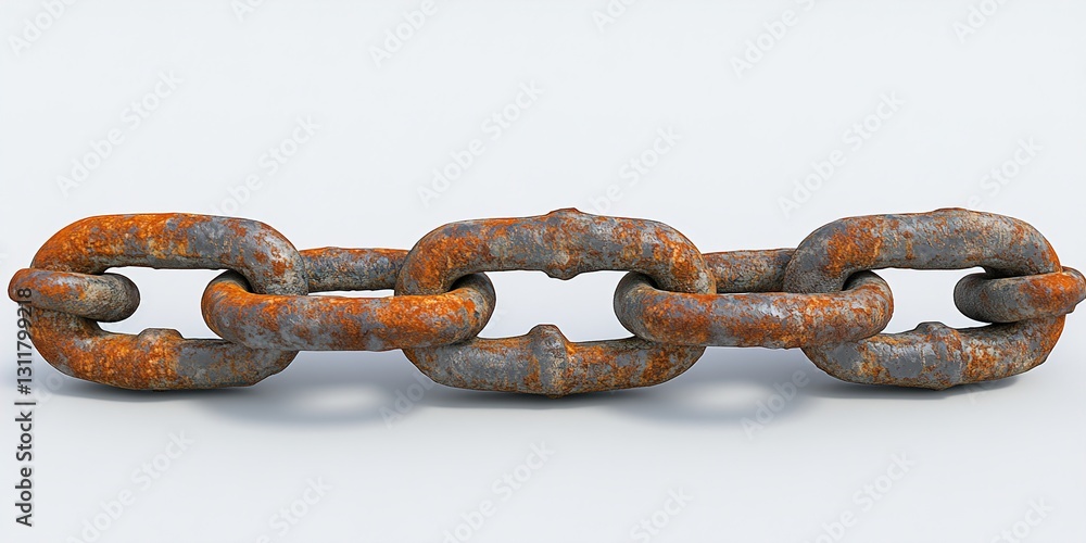 Obraz premium Rusty chain isolated on white background , 