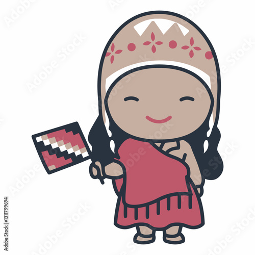 cute argentinian woman with flag character.eps