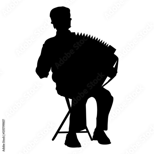 man playing accordion silhouette.eps