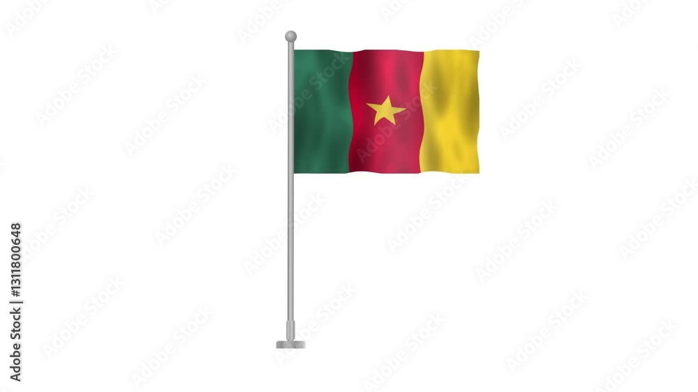 Cameroon Flag Waving with Transparent Background – High-Quality Animation