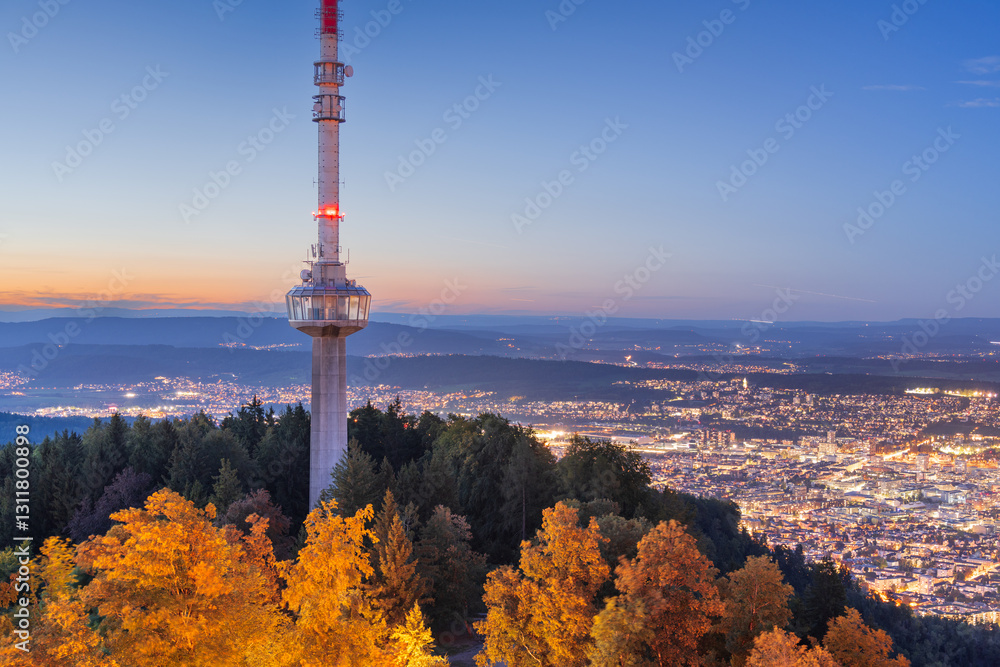 Obraz premium Zurich, Switzerland Tower and Skyline