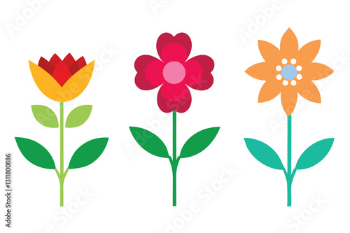 Diverse floral vector illustrations featuring vibrant flowers, perfect for microstock and design projects.