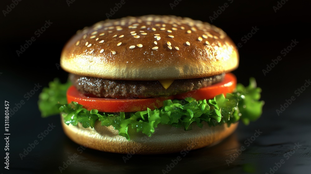 Freshly Made Burger with Crispy Lettuce and Tomato Freshly Made Burger with Crispy Lettuce and Tomato