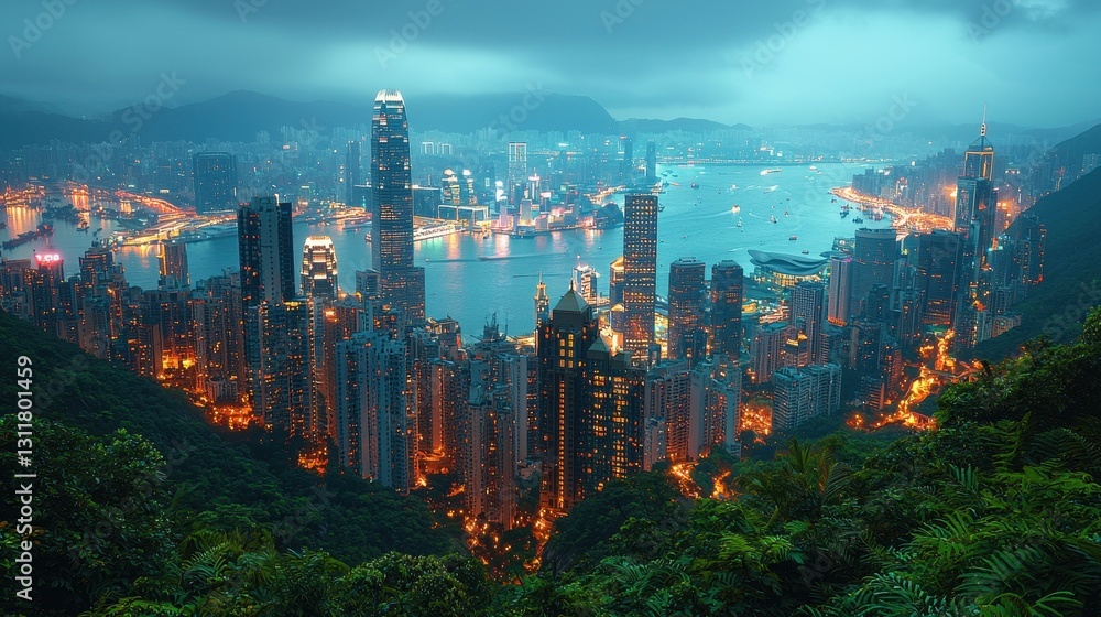 Fototapeta premium Hong Kong Skyline at Dawn