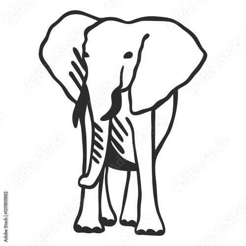 elephant ivory trunk ear flat doodle 