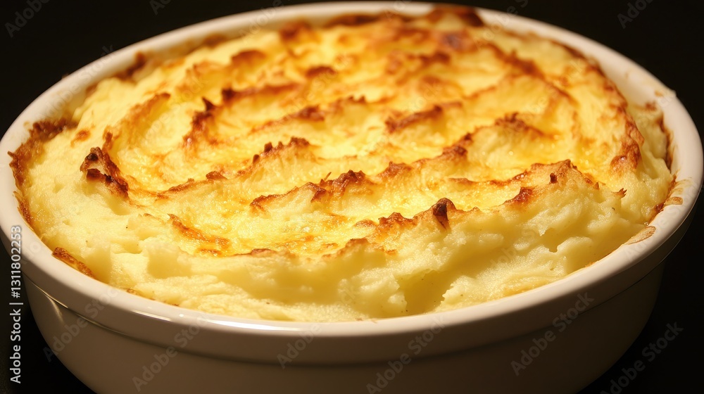 A hearty plant-based shepherd's pie topped with creamy mashed potatoes. A hearty plant-based shepherd's pie topped with creamy mashed potatoes.
