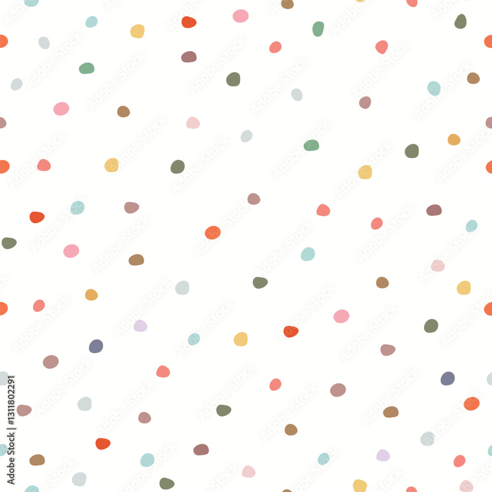 Seamless pattern with colorful polka dots on white nackground. Vector illustration for wrapping paper, fabric clothes. Seamless pattern with colorful polka dots on white nackground. Vector illustration for wrapping paper, fabric clothes.