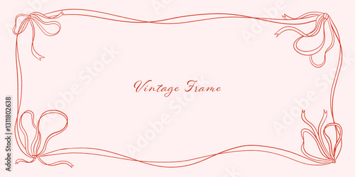 Thin vintage frame with decorative ribbon in classic style