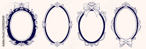 Ornate antique frames with elegant contours and artistic details