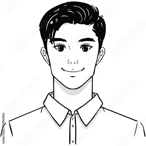 Hand drawn portrait of a handsome man in sketch style