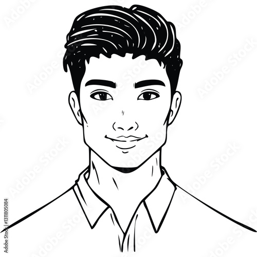Hand drawn portrait of a handsome man in sketch style