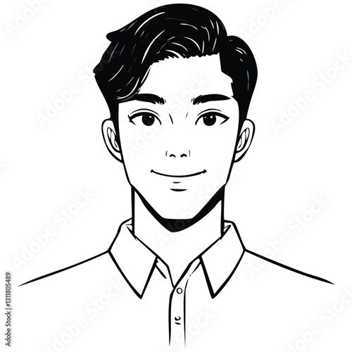 Hand drawn portrait of a handsome man in sketch style