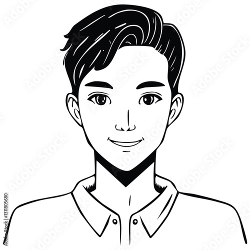 Hand drawn portrait of a handsome man in sketch style