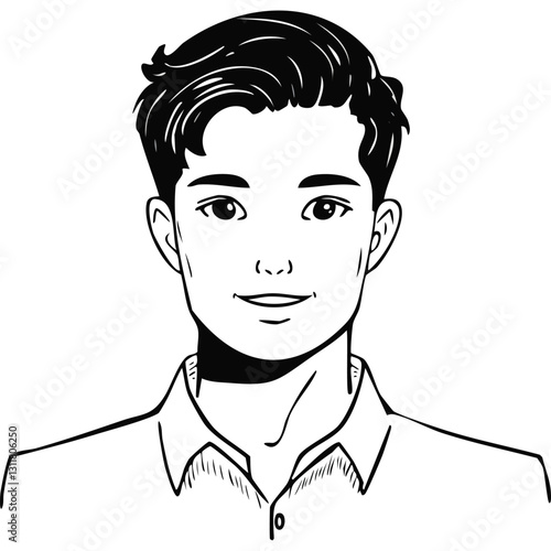 Hand drawn portrait of a handsome man in sketch style