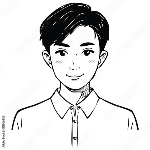 Hand drawn portrait of a handsome man in sketch style