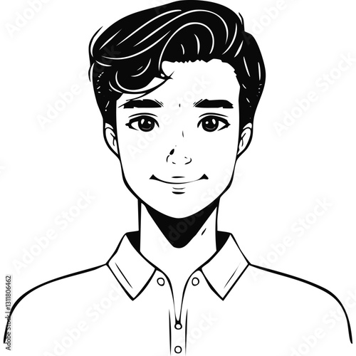 Hand drawn portrait of a handsome man in sketch style