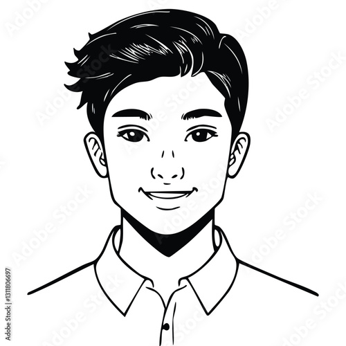 Hand drawn portrait of a handsome man in sketch style