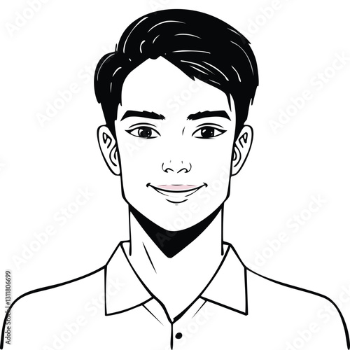 Hand drawn portrait of a handsome man in sketch style