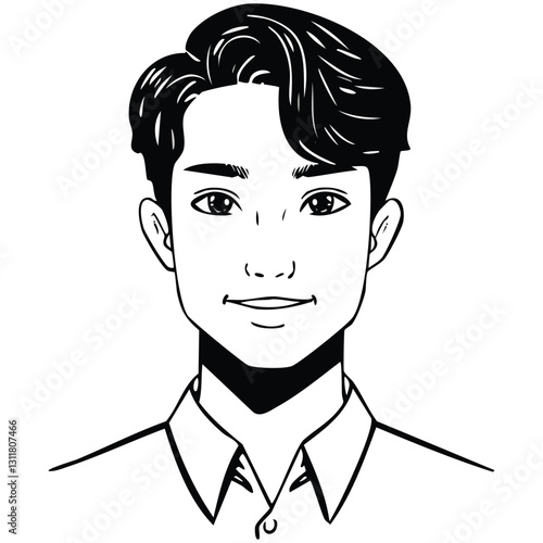 Hand drawn portrait of a handsome man in sketch style