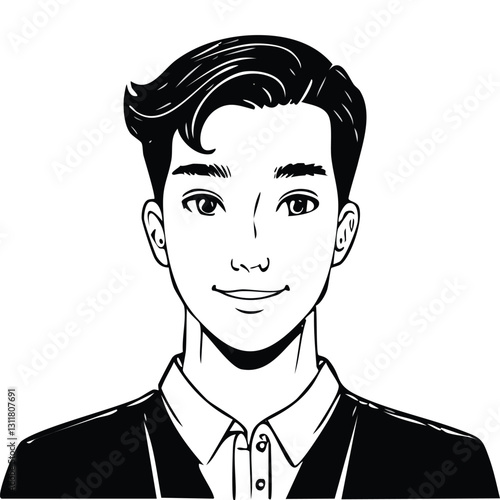 Hand drawn portrait of a handsome man in sketch style