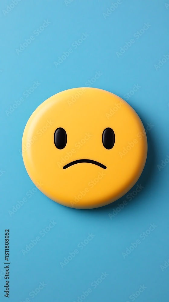 Sad emoji on a blue background Sad emoji on a blue background