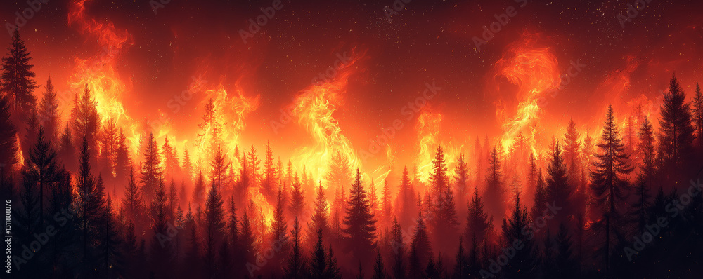 Naklejka premium 山火事