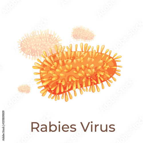 Detailed view of human rabies virus structure highlighting its morphology and characteristics in a scientific context