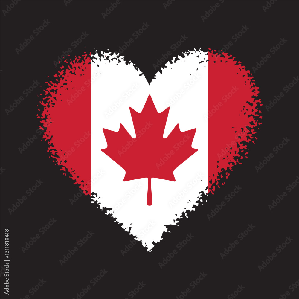 Obraz premium Canada flag inside love heart creative grunge texture Vector design