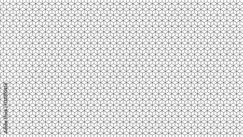 Isometric cube grid seamless pattern with editable line strokes.