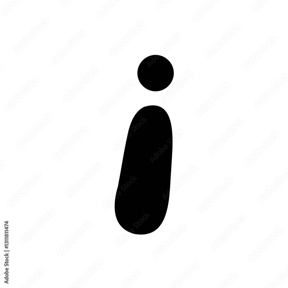 Bold letter i of latin english language. Black font symbol in hand drawn doodle style. Vector illustration isolated on white background. For presentation, logo, branding, font, education. Bold letter i of latin english language. Black font symbol in hand drawn doodle style. Vector illustration isolated on white background. For presentation, logo, branding, font, education.