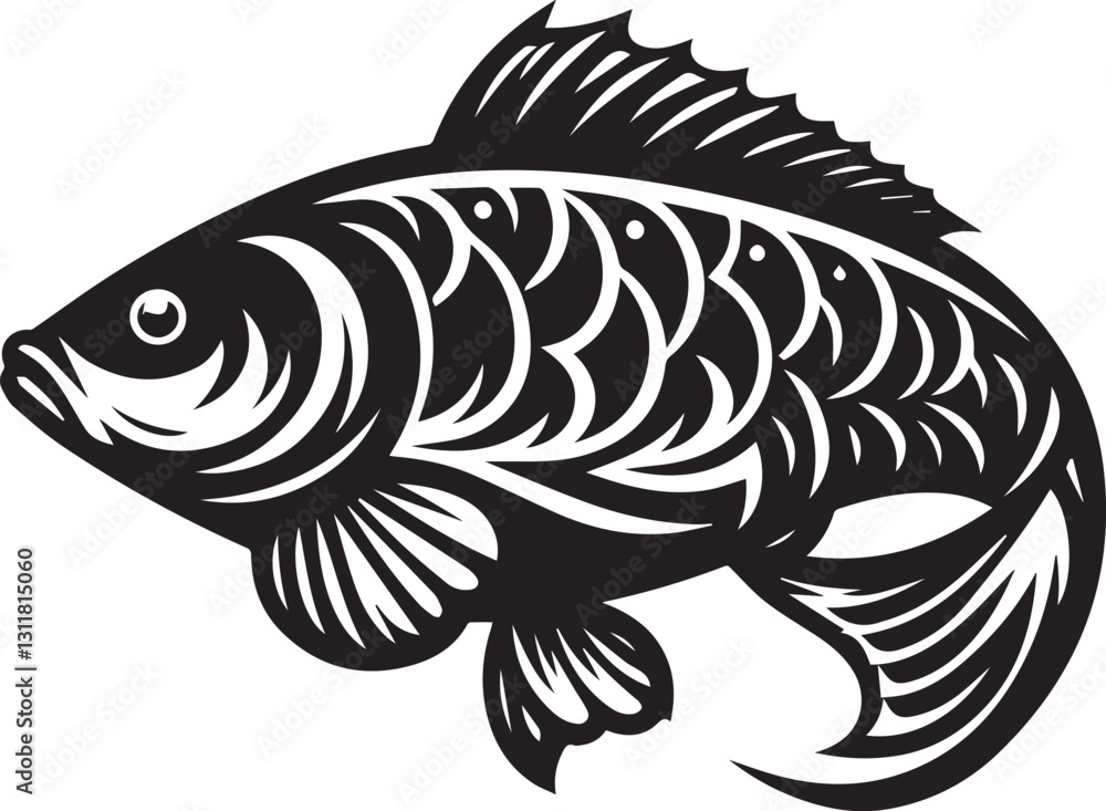 Fototapeta premium vector illustration of a fish, fish silhouette vector, fish logo vector, fish vector icon, fish silhouette vector isolated on white background