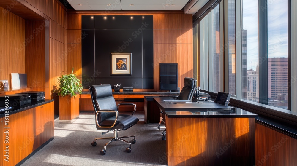 Fototapeta premium Modern executive office with city view (4)