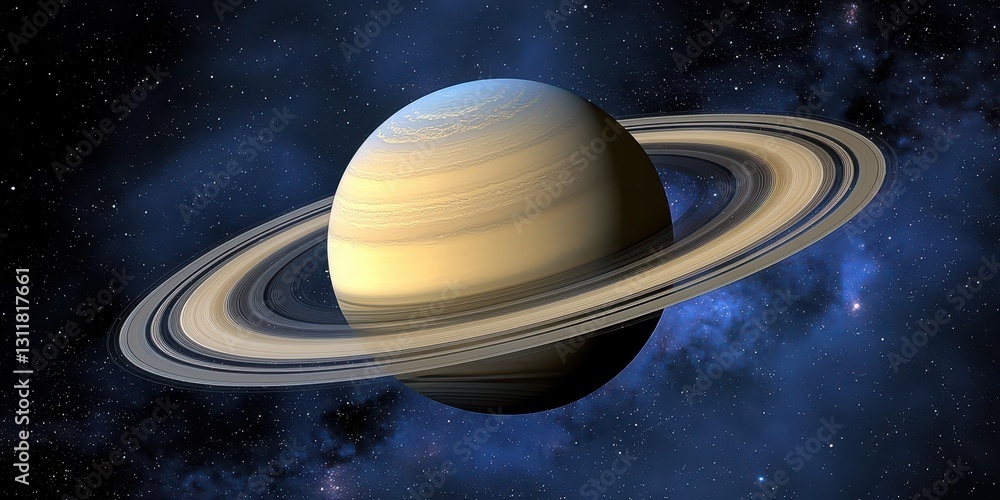 Stunning Saturn with Rings in Expansive Cosmic Background Stunning Saturn with Rings in Expansive Cosmic Background