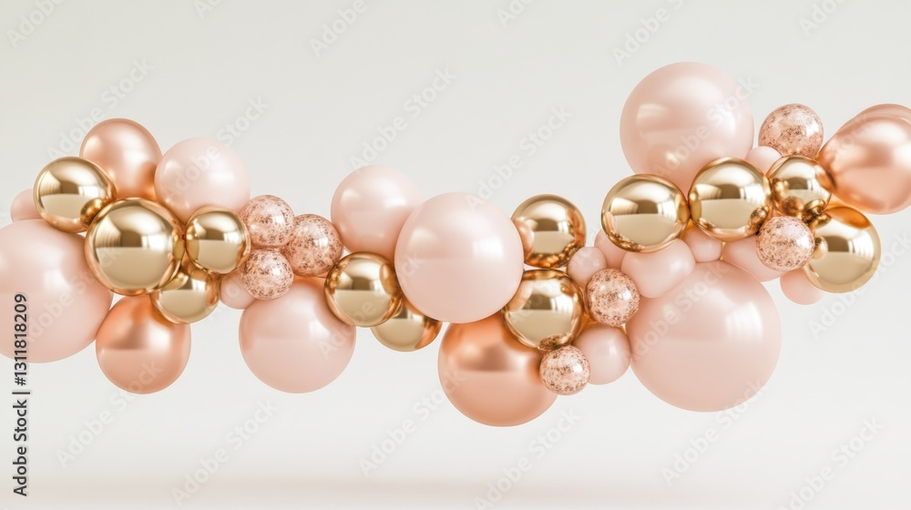 Stylish Metallic Balloon Arrangement in Gold and Rose for Event Decor Stylish Metallic Balloon Arrangement in Gold and Rose for Event Decor