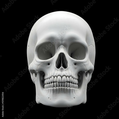 Realistic Human Skull Front View – Anatomical Bone Structure on Black Background